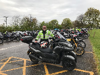 Steve and his Yamaha Tricity 300 at the Long Sutton start