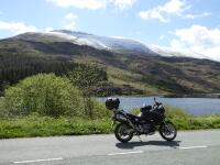 Just outside Capel Curig on the A4086; snow dusted hills rising over Lynnau Mymbyr